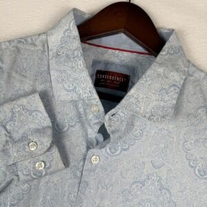 Consequence Mens L Light Blue Paisley Western Button Up Shirt Cowboy Rodeo